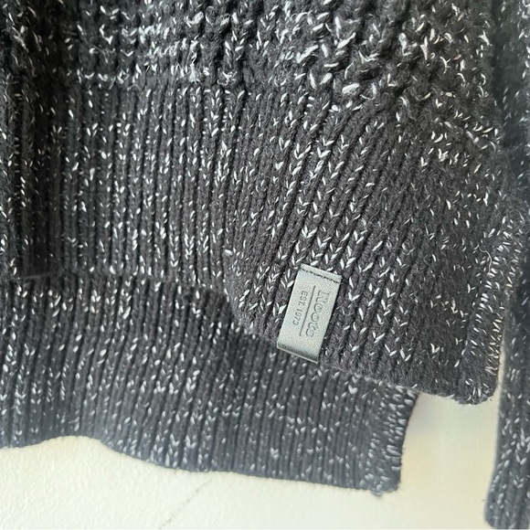 Roots Chunky Knit Mock Neck Sweater Marled Black Gray Cozy Pullover oversized XS - Picture 2 of 11